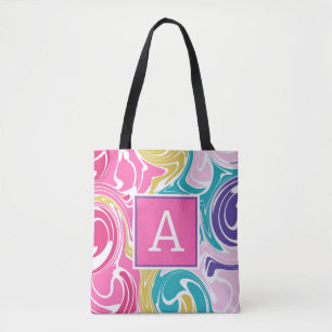 Farbige, kreisförmige Monogramm Personalisierte To Tasche