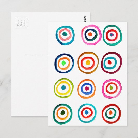 Farbige kreisförmige Regenbogenfarbe Postkarte (Vorne/Hinten)