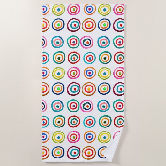 Farbige kreisförmige Regenbogenfarbe Strandtuch (Vorderseite)