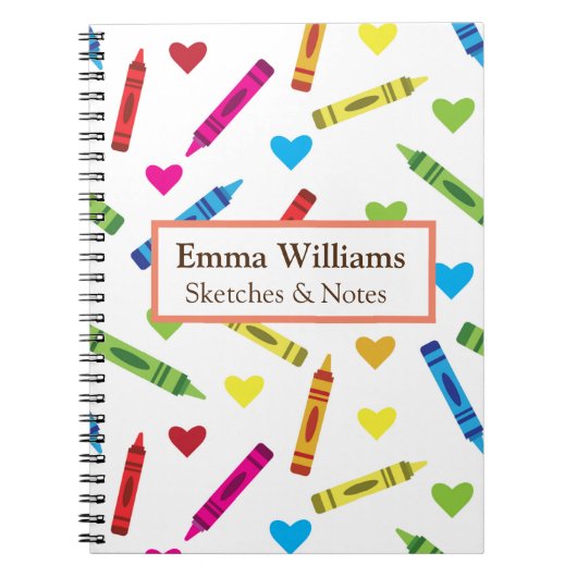 Farbige Kreuze und Herz-Muster Notizblock (Vorderseite)