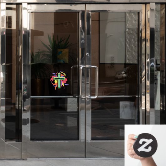 Farbige Kreuzfenster Fensteraufkleber (Büro Tür)