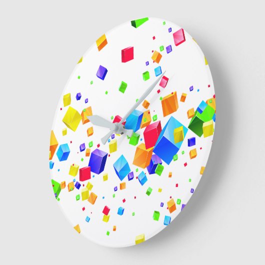 Farbige Kuben 1 Große Wanduhr (Winkel)