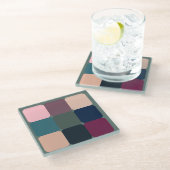 Farbige Kuben Glasuntersetzer (Schrägansicht)