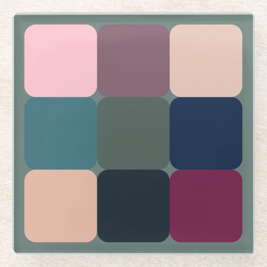Farbige Kuben Glasuntersetzer (Vorderseite)