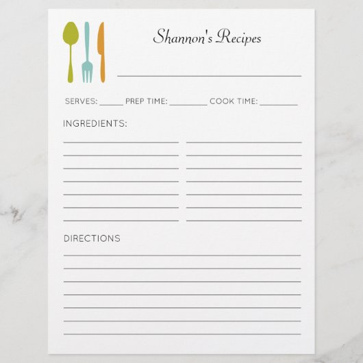 Farbige Küche Utensils Personalisierte Rezeption Flyer (Hinten)