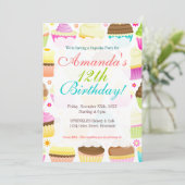 Farbige Kuchen Einladung (Stehend Vorderseite)