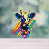 Farbige Kuh, Design der Regenbogenkuh Acrylschild (Neutral)