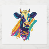 Farbige Kuh, Design der Regenbogenkuh Schaumweinetikett (Einzelnes Label)