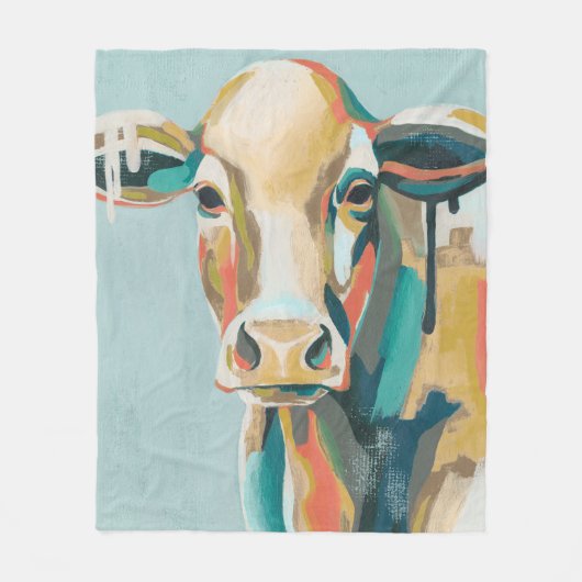 farbige Kuh Fleecedecke (Vorderseite)