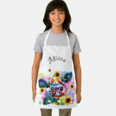 Farbige Kuh mit Sonnenblumen Kinder Personalisiert Schürze (Insitu)
