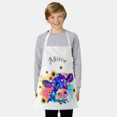 Farbige Kuh mit Sonnenblumenkids Personalisiert Ap Schürze (Getragen)