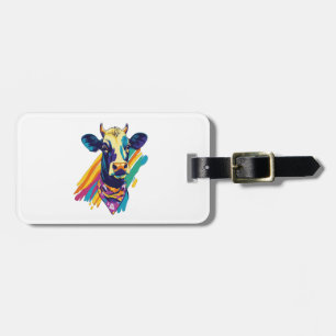 Farbige Kuh-PNG, Rainbow-Kuh-Design-PNG Gepäckanhänger