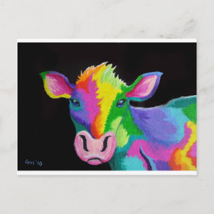 farbige Kuh Postkarte