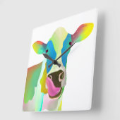 Farbige Kuh Quadratische Wanduhr (Winkel)