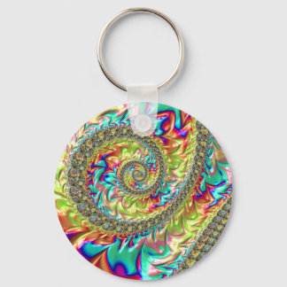 Farbige Kühne Lebendige Groovy Trippy Fraktal Spir Schlüsselanhänger