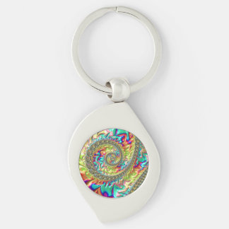 Farbige Kühne Lebendige Groovy Trippy Fraktal Spir Schlüsselanhänger