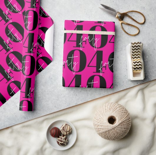 Farbige kühne rosa 40. Geburtstag  Geschenkpapier (Kunsthandwerk)