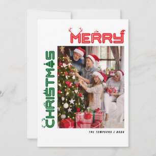 Farbige, kühne Weihnachtsfamilien Fotos Weihnachts Feiertagskarte