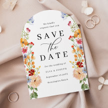 Farbige kühne Wildblumen-Hochzeit - Save The Date