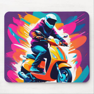 Farbige Kunst Darstellung einer Person beim Fahren Mousepad