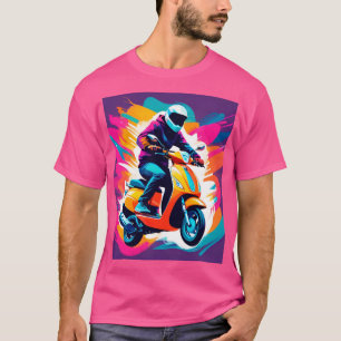 Farbige Kunst Darstellung einer Person beim Fahren T-Shirt