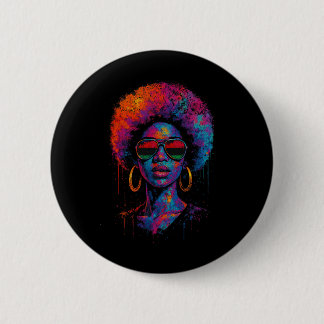 Farbige Kunst Schwarze Königin Afro Melanin Tröpfe Button