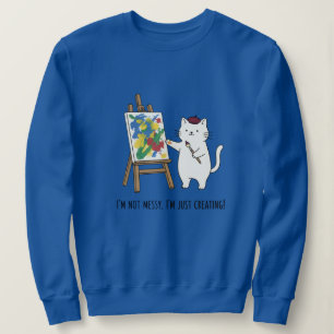 Farbige Kunst Weißer Katzenkünstler Blau Gemütlich Sweatshirt