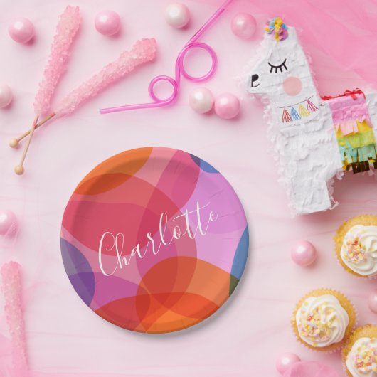 Farbige Künstlerische Abstrakte Formen Personalisi Pappteller (Party)