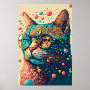Farbige künstlerische Illustration einer Kitty-Kat Poster