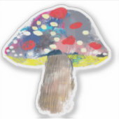 Farbige künstlerische Pilzdarstellung Aufkleber (Vorderseite)