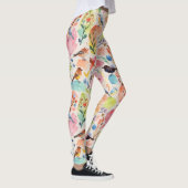 Farbige Künstlerische Vögel und Blume Aquarell Leggings (Rechts)