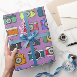 Farbige Kunstwerke, Lila Kameras Geschenkpapier