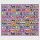 Farbige Kunstwerke, Lila Kameras Geschenkpapier (Flach)