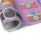 Farbige Kunstwerke, Lila Kameras Geschenkpapier (Rolleneckpunkt)