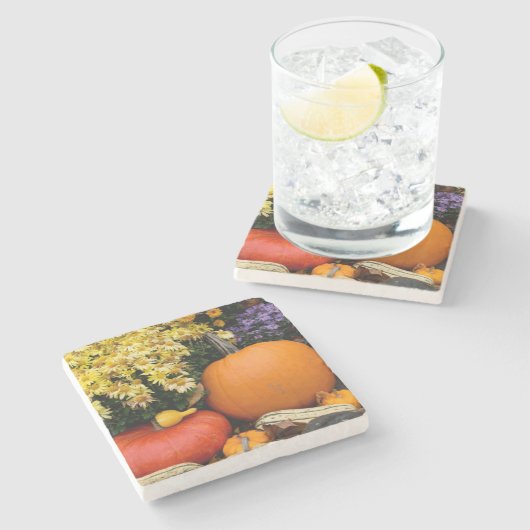 Farbige Kürbisschmuck Steinuntersetzer (Seitenansicht)