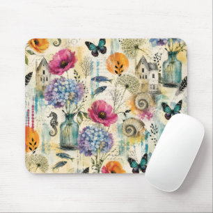 Farbige Küsten-Botanik-Wasserfarben-Muster Mousepad