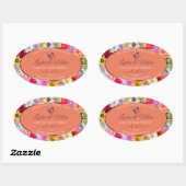 Farbige Labels für Blumenlachs mit Herz Ovaler Aufkleber (Blatt)