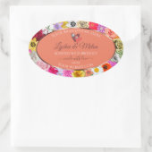 Farbige Labels für Blumenlachs mit Herz Ovaler Aufkleber (Tasche)