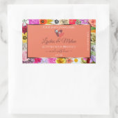 Farbige Labels für Blumenlachs mit Herz Rechteckiger Aufkleber (Tasche)