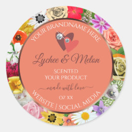 Farbige Labels für Blumenlachs mit Herz Runder Aufkleber