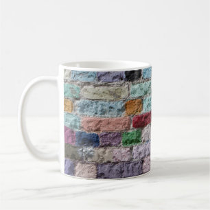 Farbige, lackierte Ziegelwand Textur Kaffeetasse