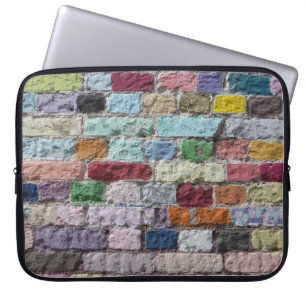 Farbige, lackierte Ziegelwand Textur Laptopschutzhülle