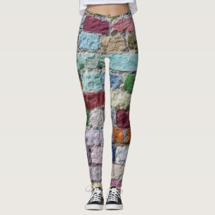Farbige, lackierte Ziegelwand Textur Leggings