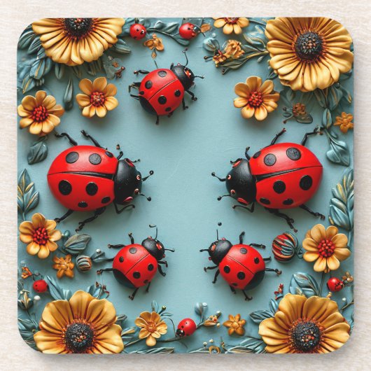 Farbige Ladybugs Getränkeuntersetzer (Vorderseite)
