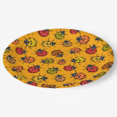 Farbige Ladybugs Pappteller (Schrägansicht)