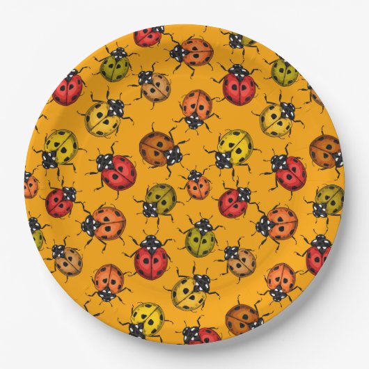 Farbige Ladybugs Pappteller (Vorderseite)