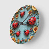 Farbige Ladybugs Runde Wanduhr (Winkel)