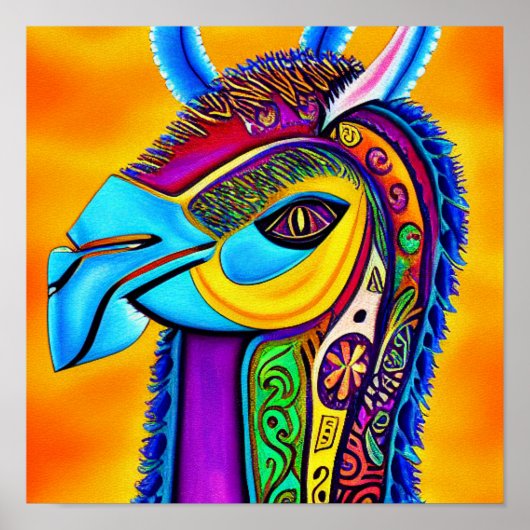 Farbige Lama Poster (Vorne)