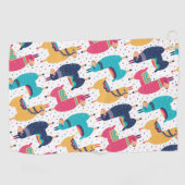 Farbige Lamas und Alpakas, handgezogen Golfhandtuch (Horizontal)