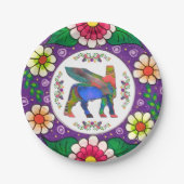 Farbige Lamassu-Blume Papierplatte Pappteller (Vorderseite)